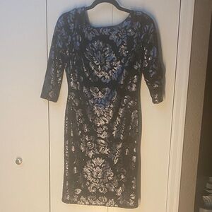 Le Château Black and Silver Sequin Sheath Dress